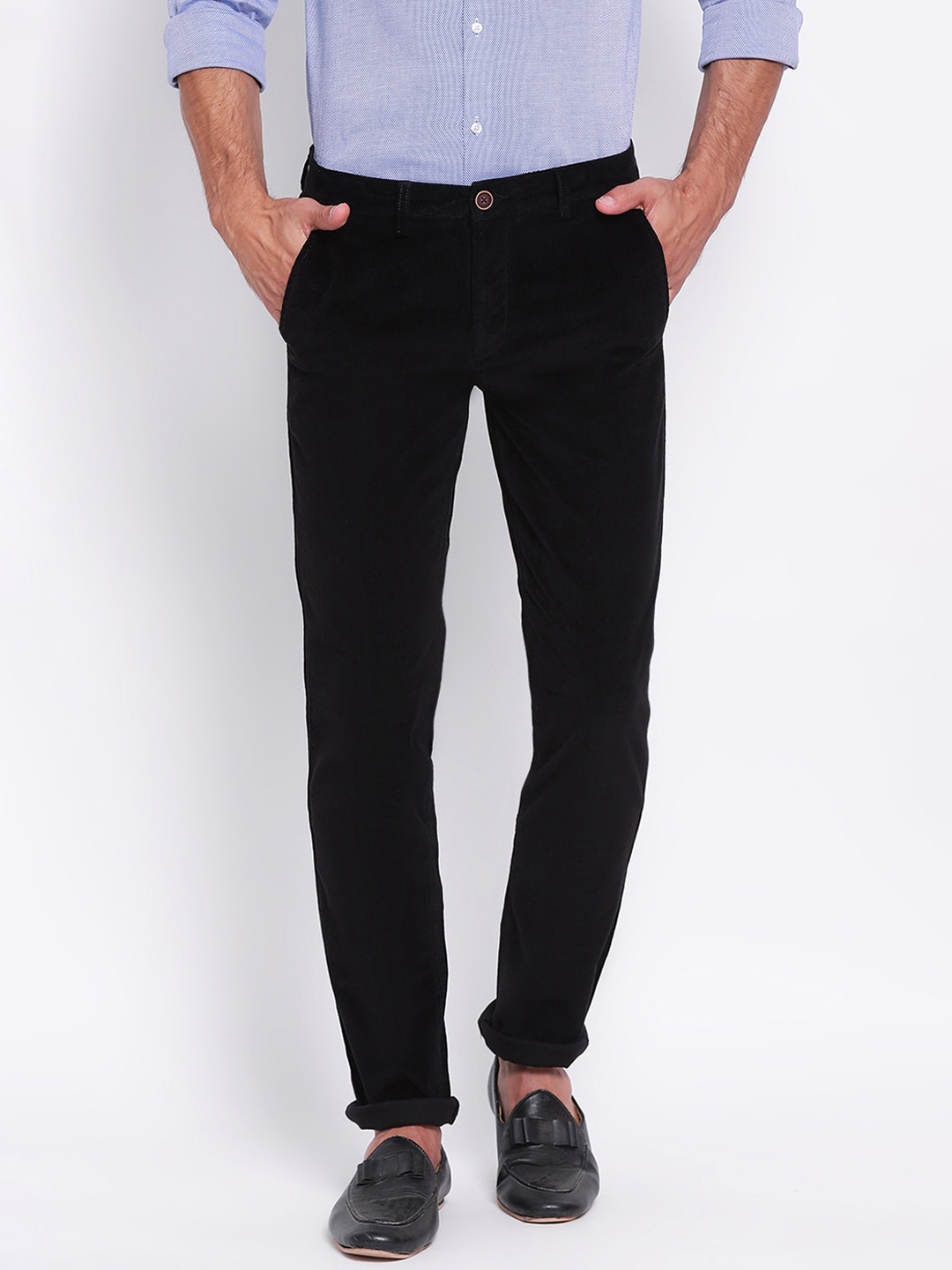 

Turtle Men Black Slim Fit Solid Cotton Regular Trousers