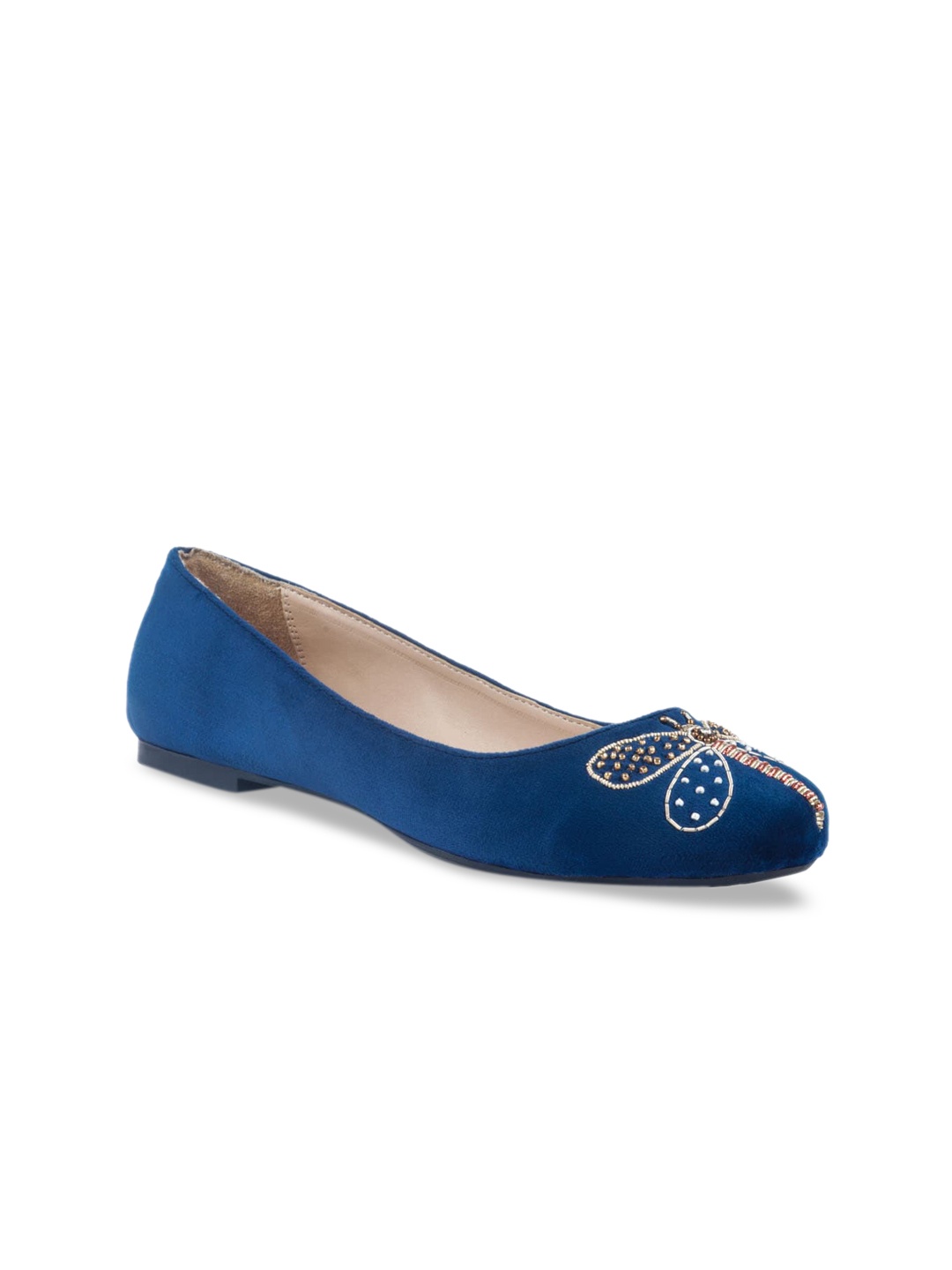

London Rag Women Blue Embellished Suede Ballerinas