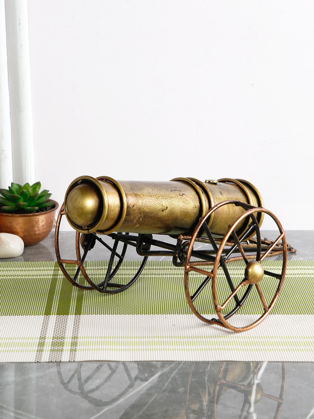 

CraftVatika Gold-Toned Handmade Decorative Iron Cannon Showpiece