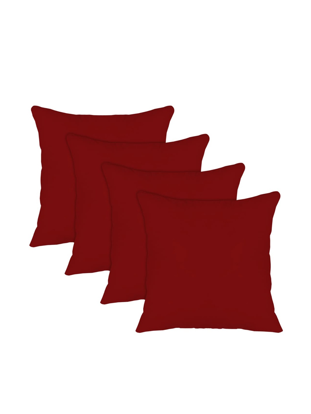 Kuber Industries Set Of 4 Maroon Solid Microfiber Filled Floor Cushions