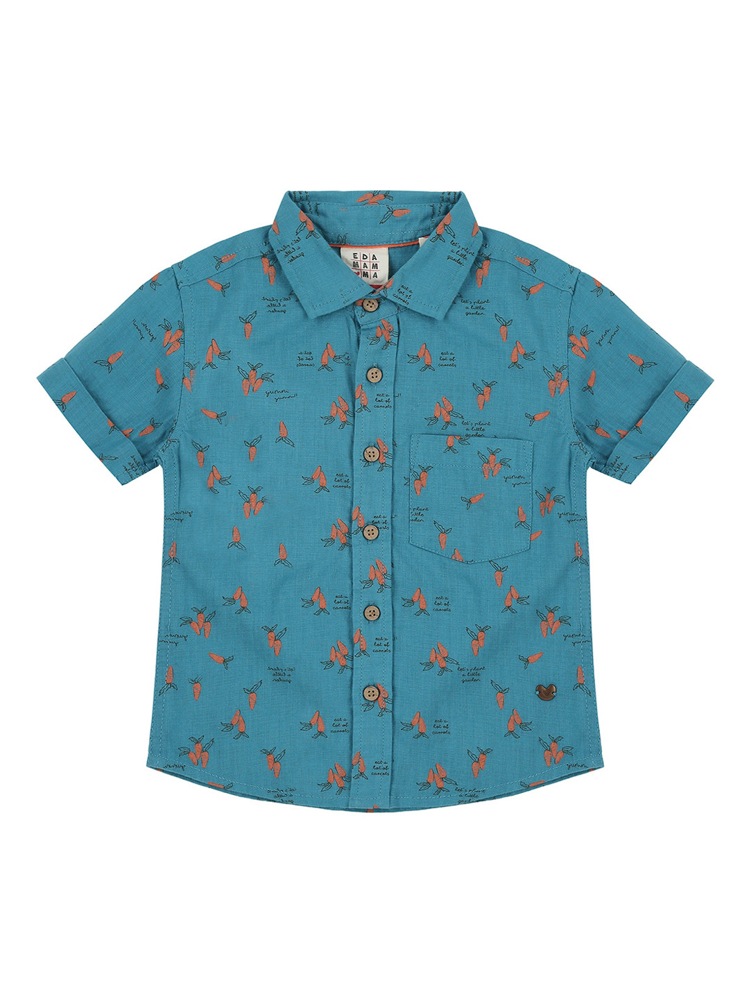 

Ed-a-Mamma Boys Teal Regular Fit Printed Cotton Casual Shirt