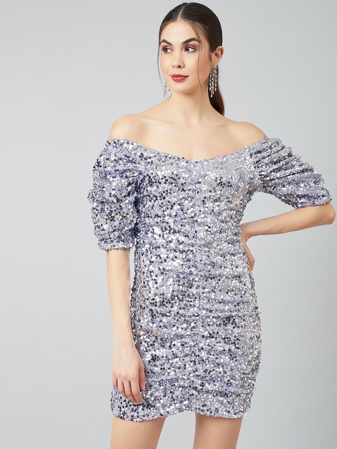 Athena Women Lavender Embellished Bodycon Dress