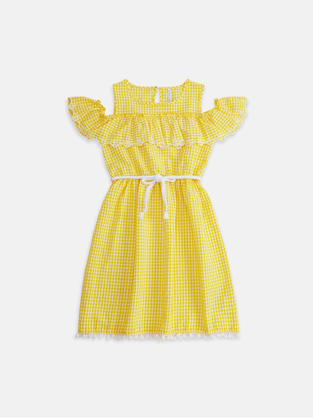 

Pantaloons Junior Girls Yellow Striped Fit and Flare Dress