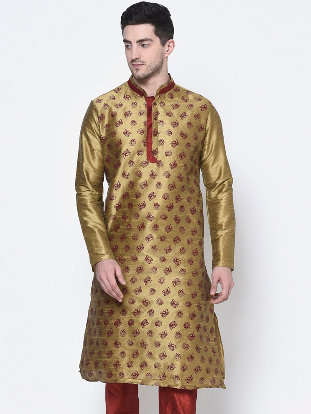 

DEYANN Men Brown Ethnic Motifs Kurta