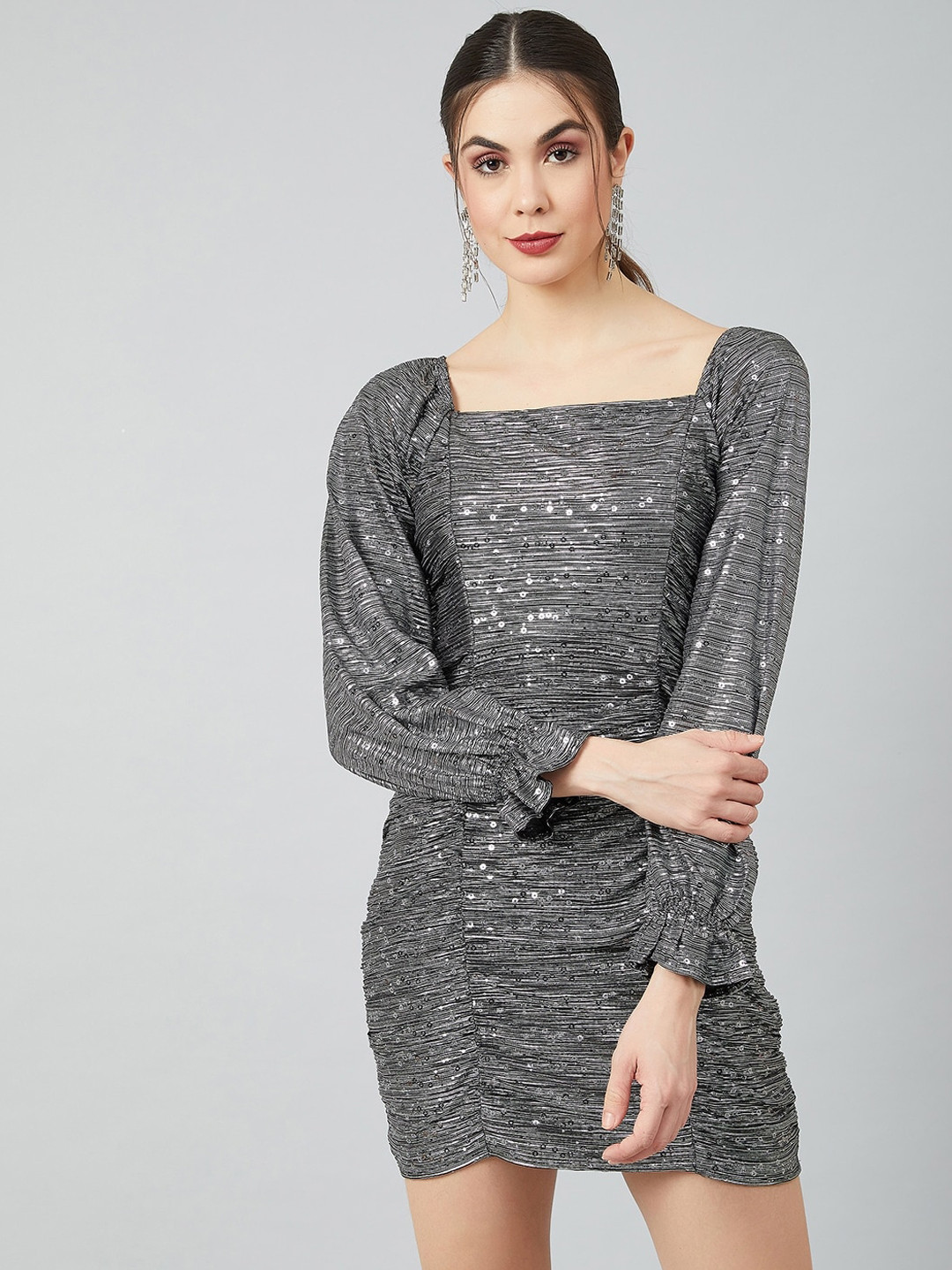

Athena Women Black Self Design Bodycon Dress