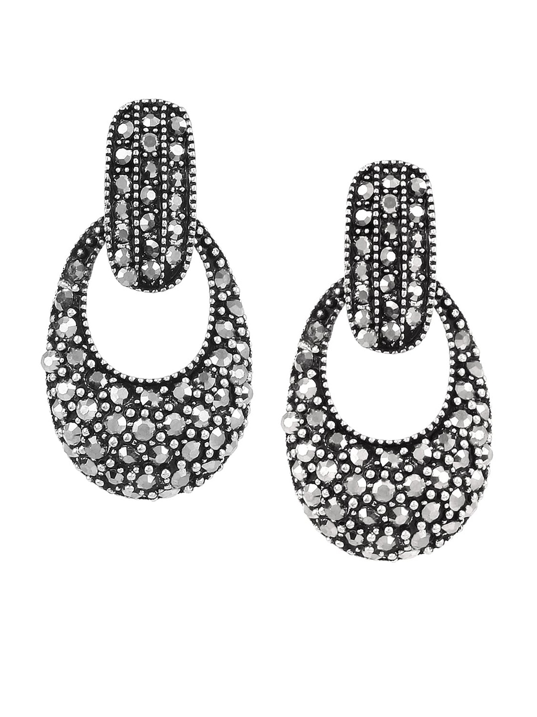 

Mali Fionna Silver-Toned Contemporary Drop Earrings