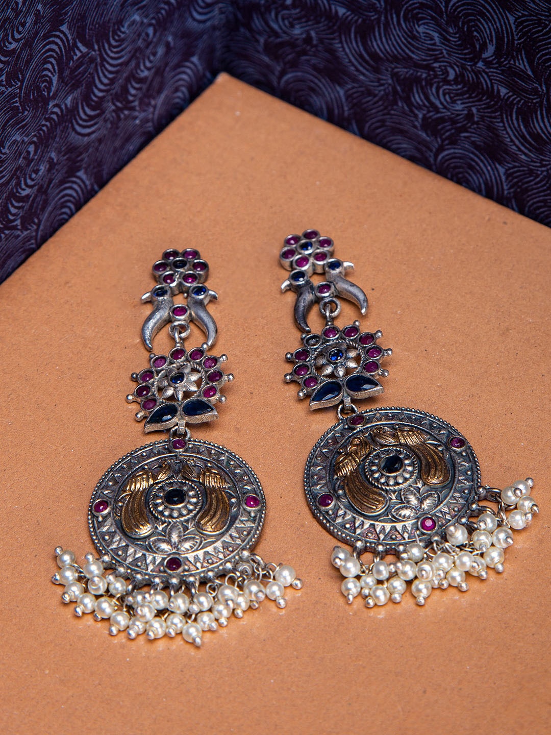 

Biba Silver-Toned & Blue Contemporary Drop Earrings