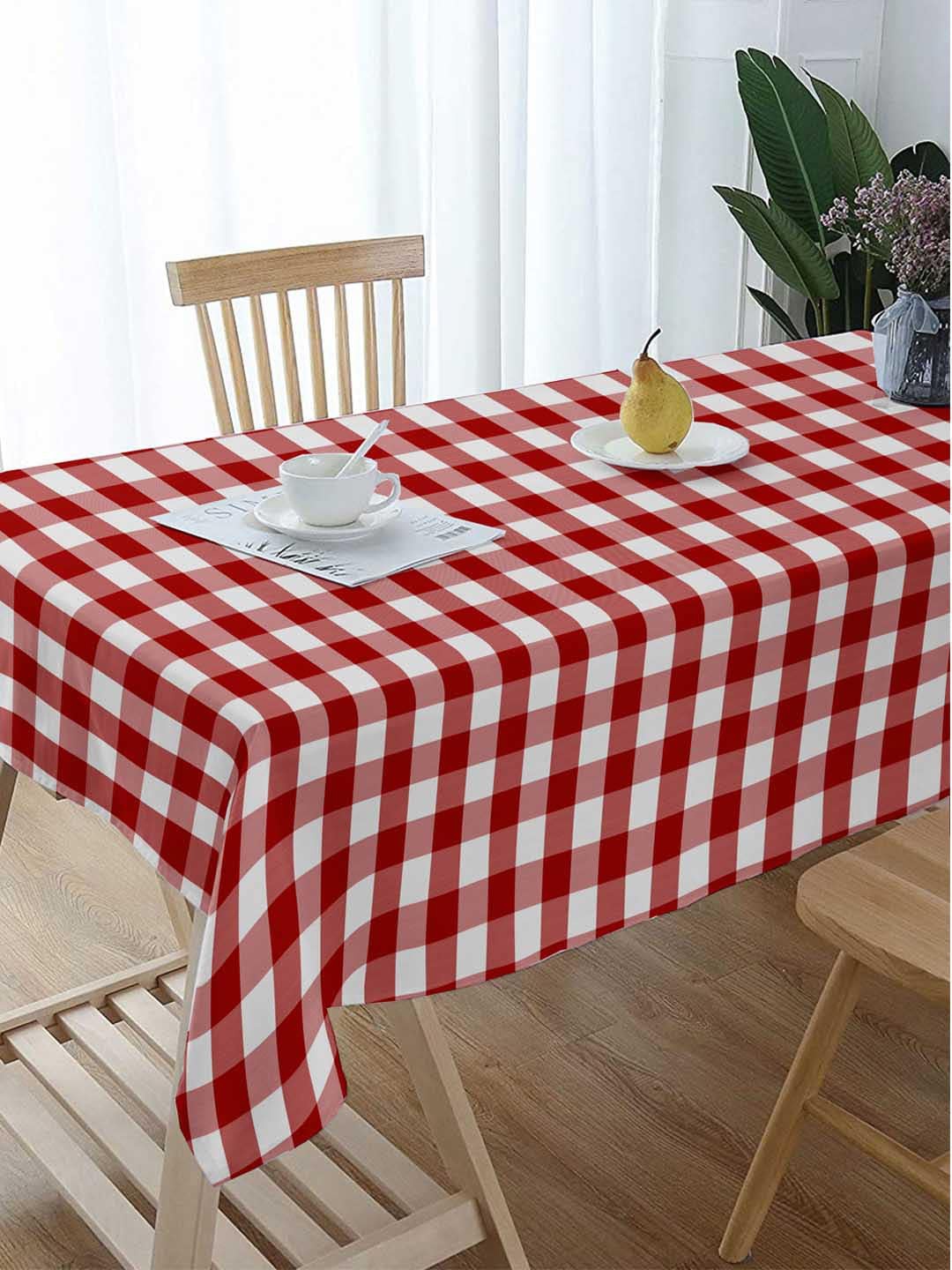 

Lushomes Maroon & White Buffalo Checked 4 Seater Rectangular Table Cloth