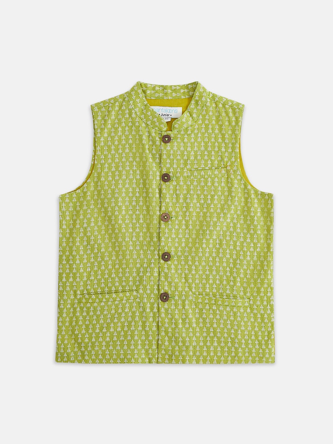 

indus route by Pantaloons Boys Lime Green Self Design Waistcoat