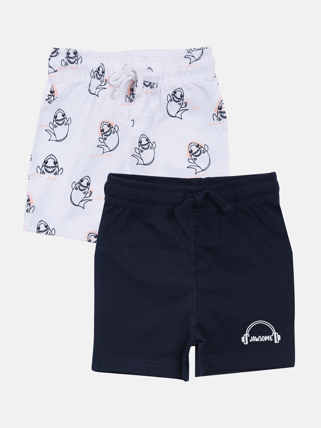 

3PIN Boys Pack Of 2 Navy Blue & White Printed Regular Fit Regular Shorts