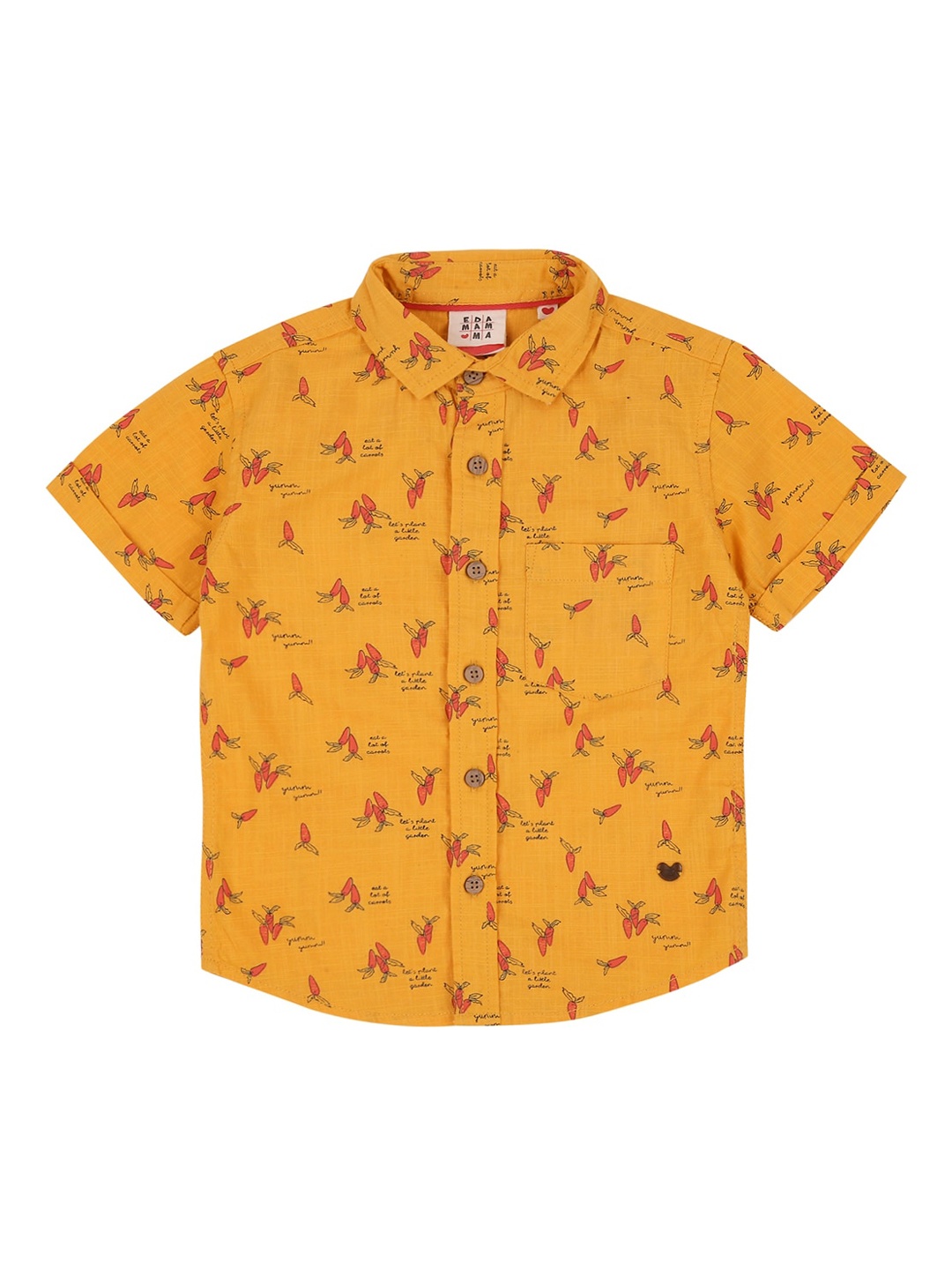 

Ed-a-Mamma Boys Mustard Regular Fit Printed Sustainable Casual Shirt