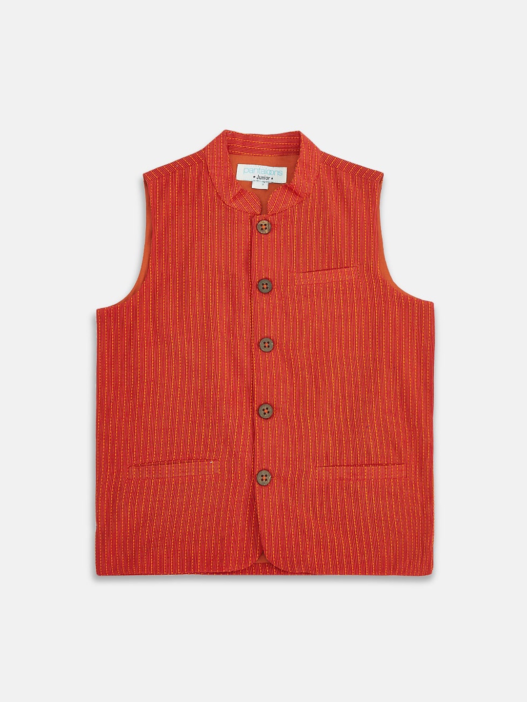 

indus route by Pantaloons Boys Red Self Design Waistcoat