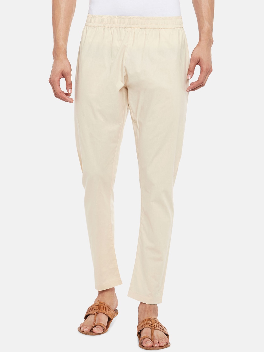 

indus route by Pantaloons Men Beige Solid Straight-Fit Churidar