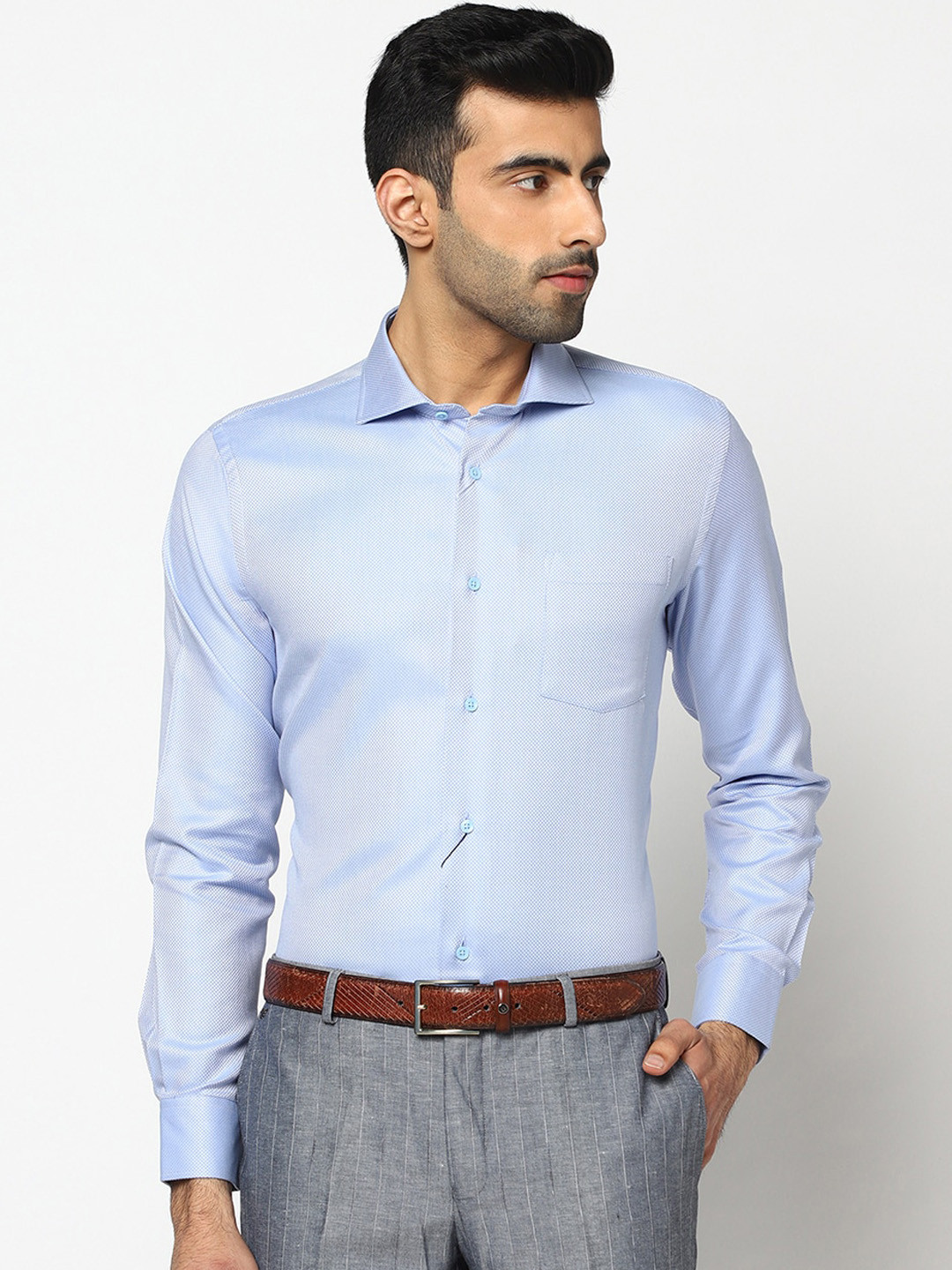 

Blackberrys Men Blue Slim Fit Textured Formal Shirt