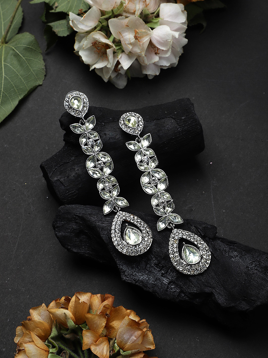 

Mali Fionna Silver-Toned Contemporary Drop Earrings