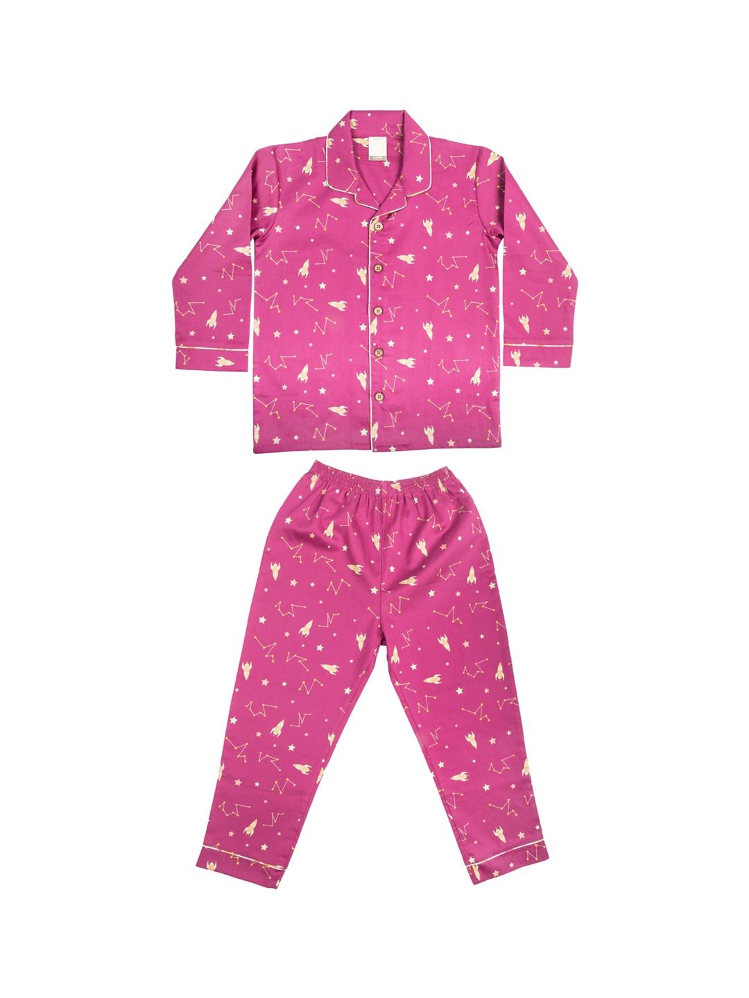

CASA DE NEE NEE Unisex Kids Magenta & White Printed Night Suit