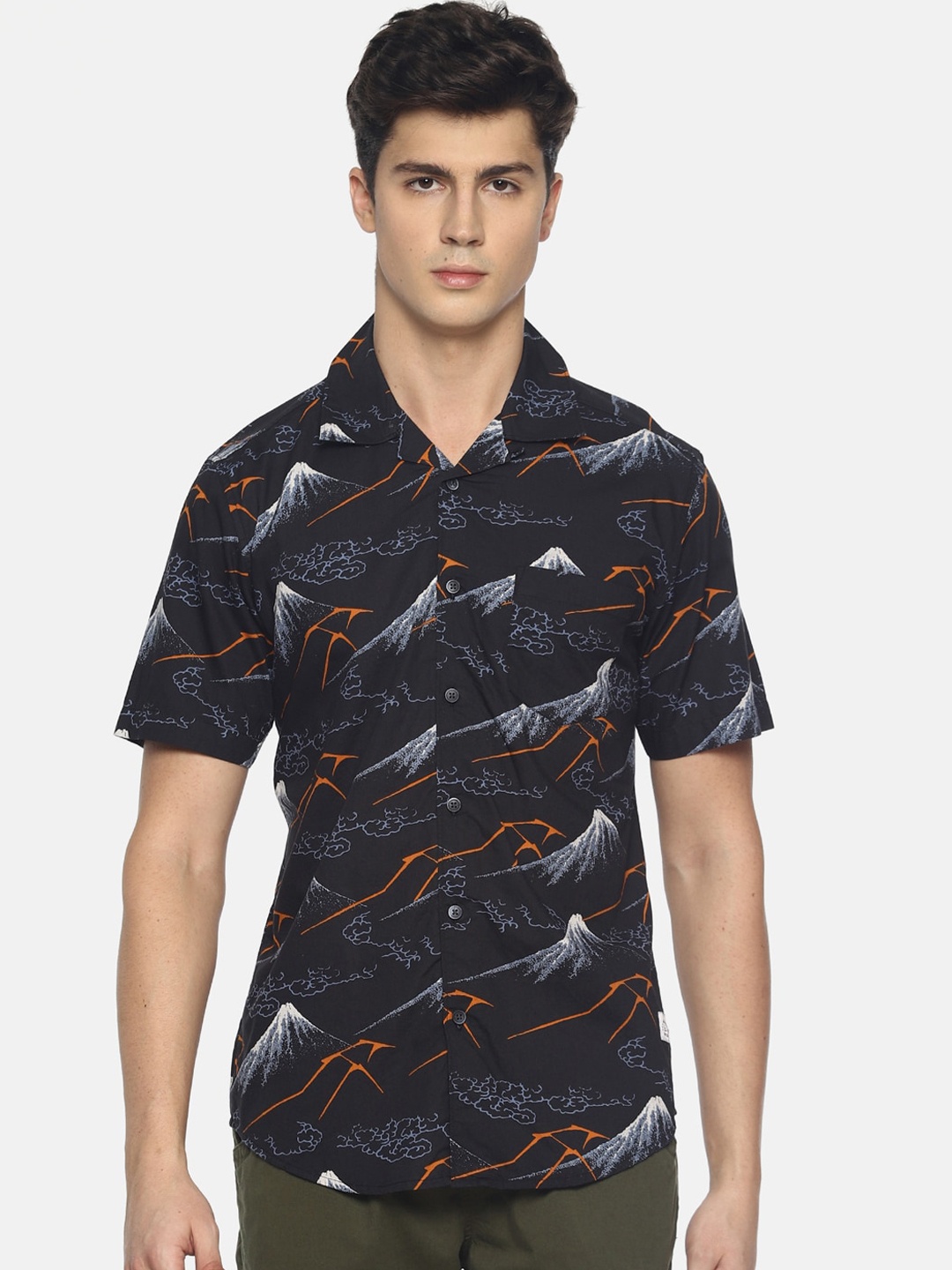 

Bene Kleed Men Black & Grey Slim Fit Printed Cotton Casual Shirt