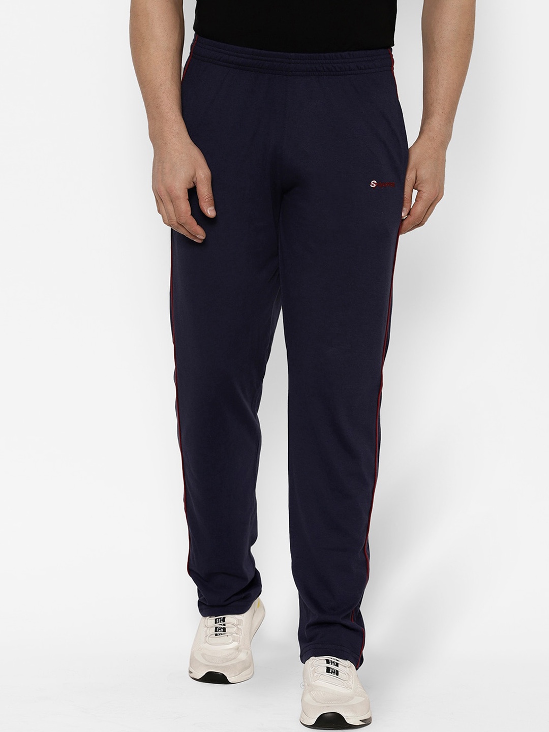 

SAPPER Men Navy Blue Solid Slim-Fit Cotton Track Pants