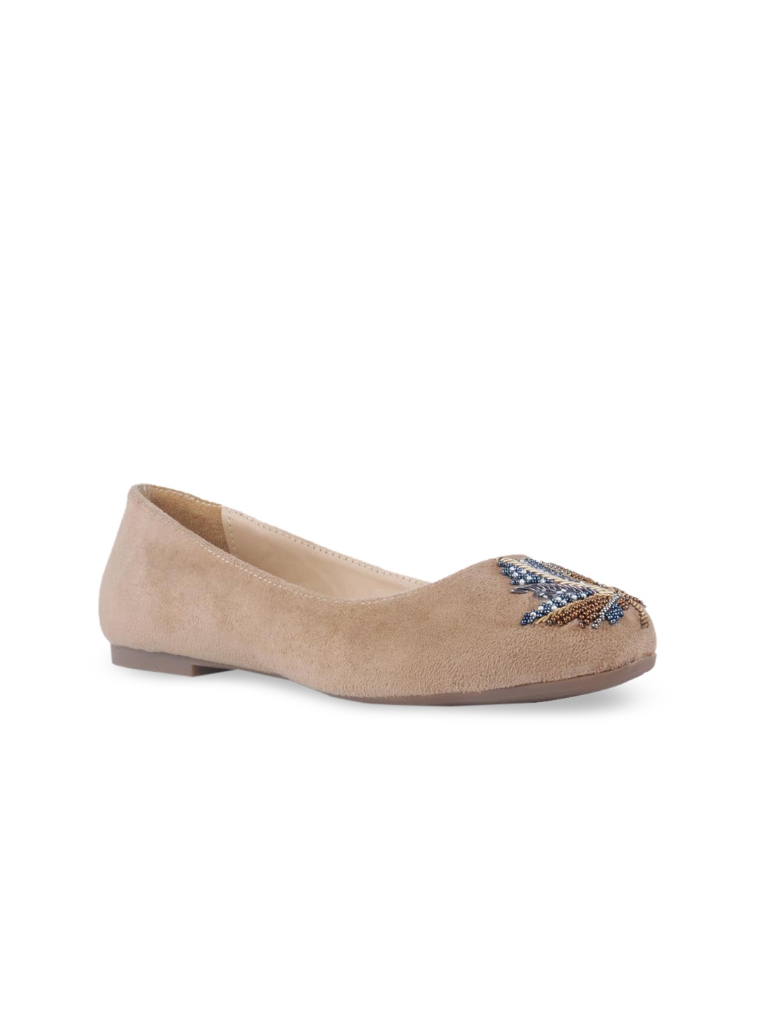 

London Rag Women Beige Solid Suede Ballerinas