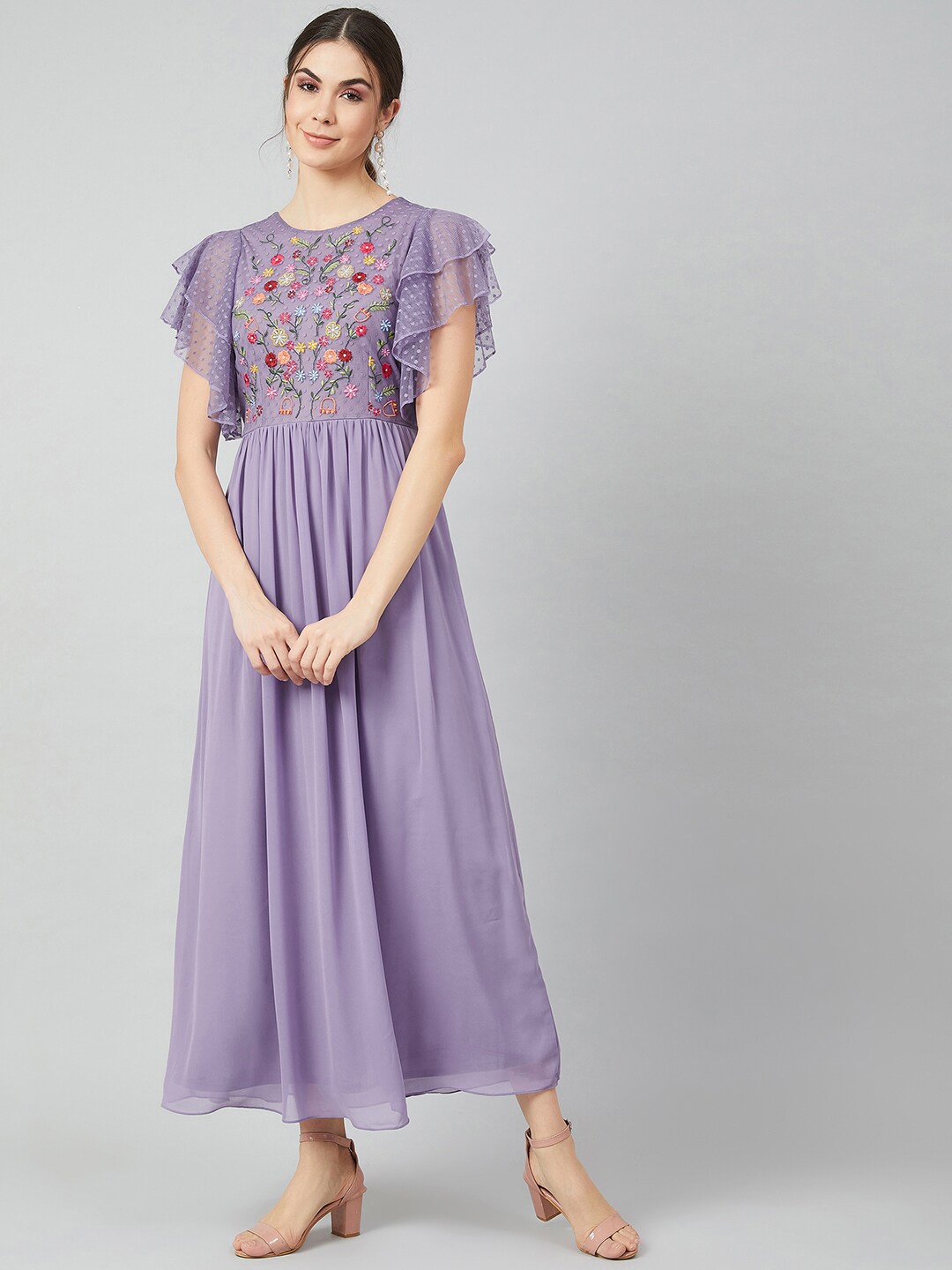 

Athena Purple Floral Printed Maxi Dress
