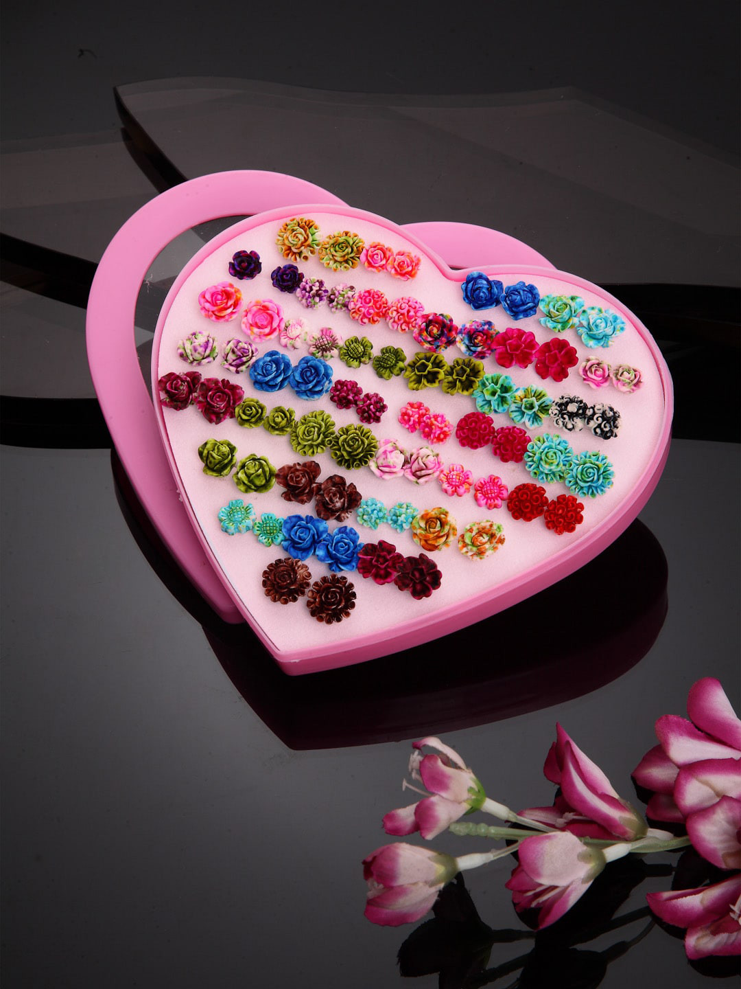 

Shining Diva Fashion Multicoloured Set of 36 Floral Studs, Multi