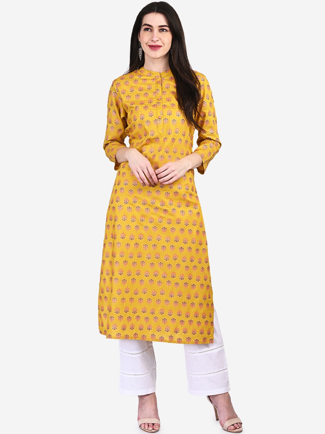 

Be Indi Women Yellow Ethnic Motifs Printed Kurta