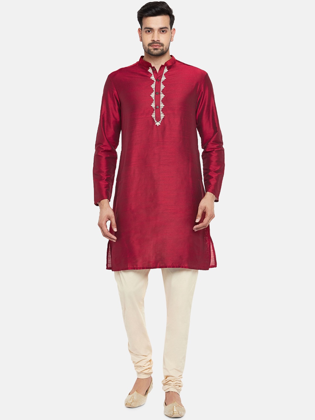

indus route by Pantaloons Men Maroon Solid Kurta