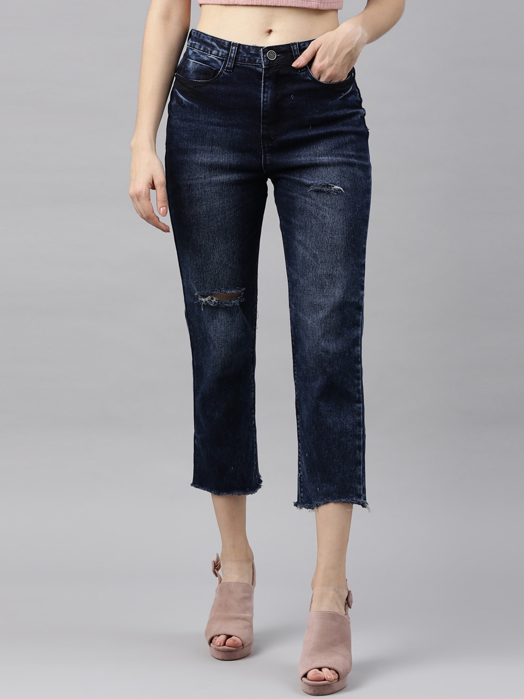 

ZHEIA Women Blue Boyfriend Fit Jeans