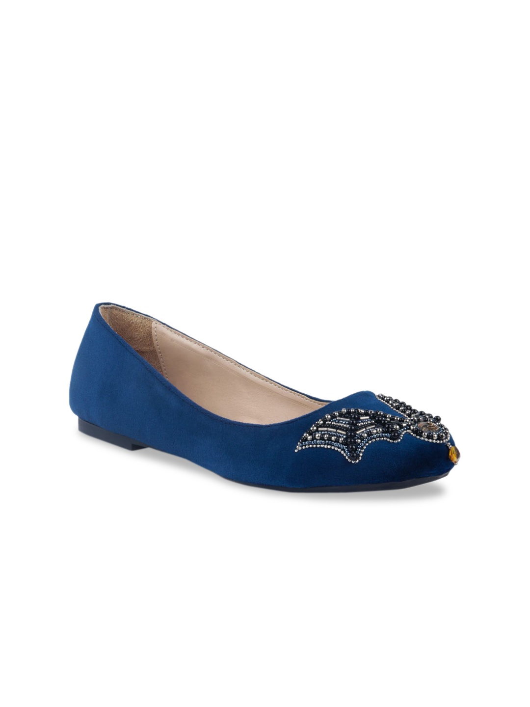 

London Rag Women Blue Embellished Suede Ballerinas