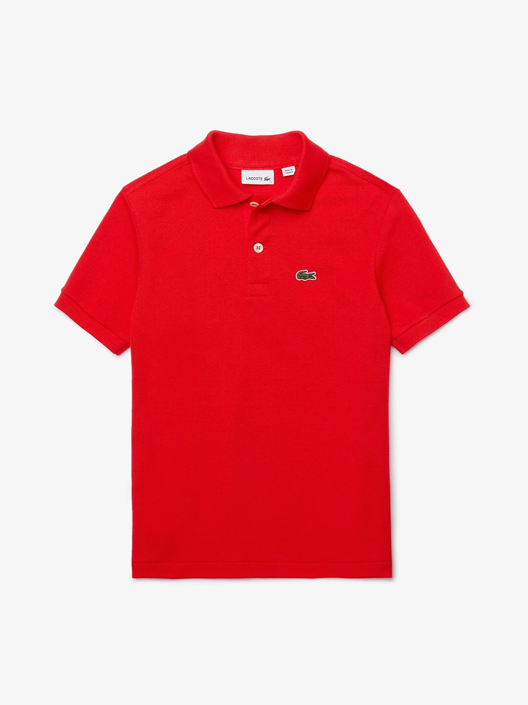 

Lacoste Boys Red Solid Polo Collar Cotton Pure Cotton T-shirt