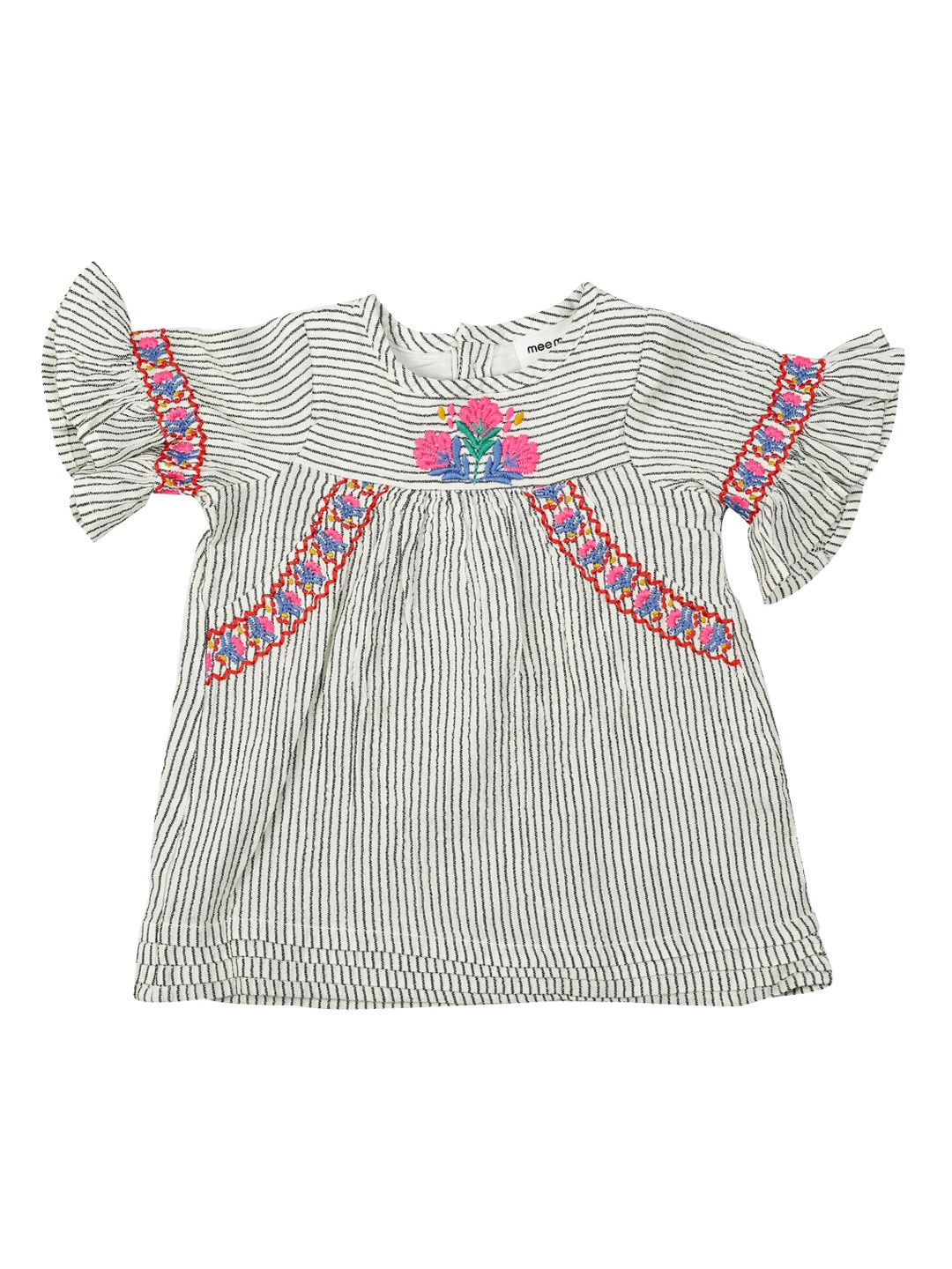 

MeeMee Girls Multicoloured Striped Cotton A-Line Dress, Multi