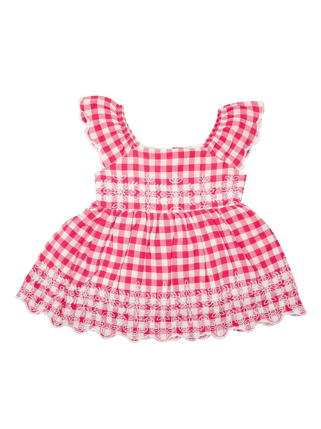 

MeeMee Girls Red Gingam Checked Cotton Fit and Flare Dress