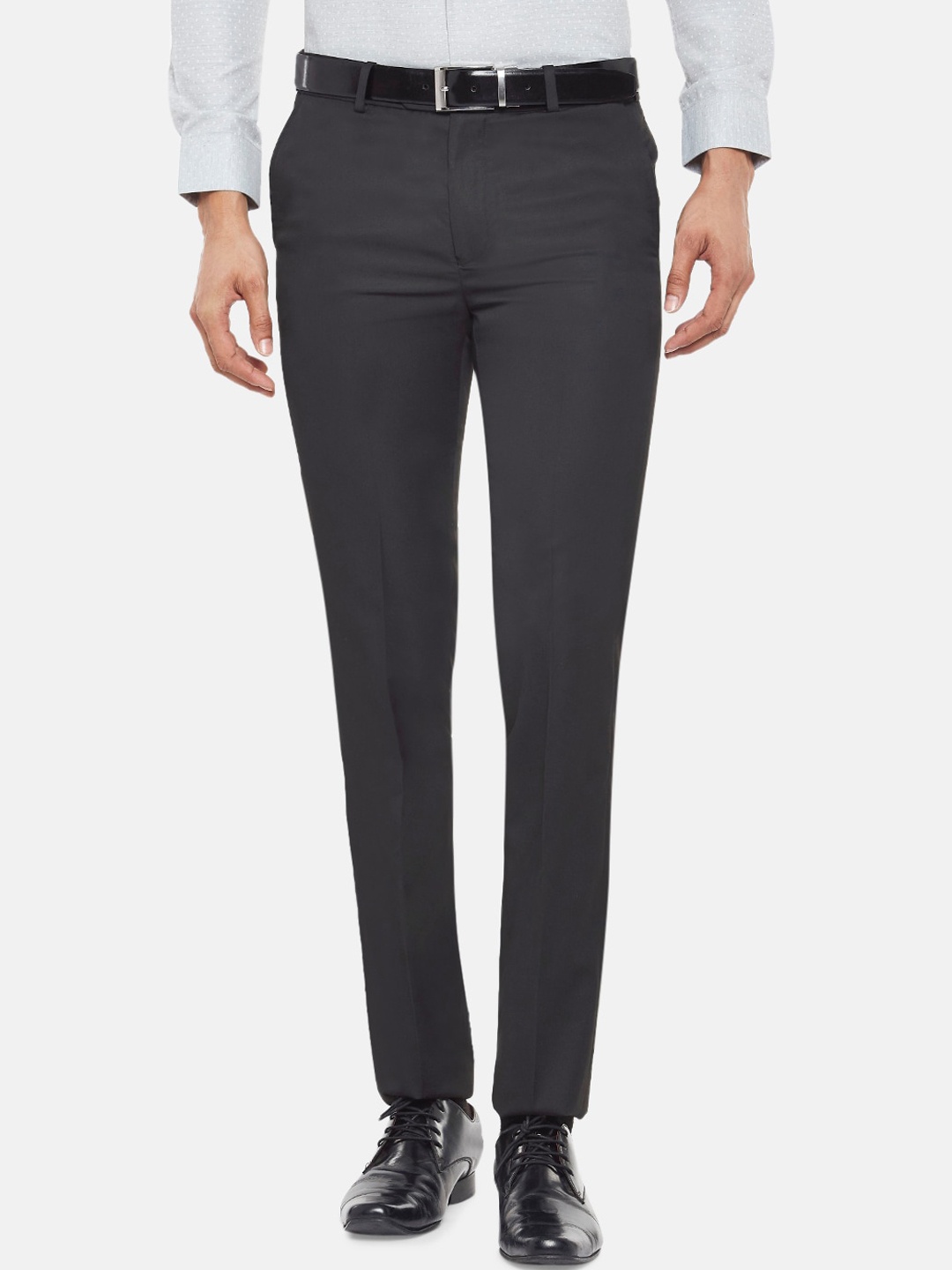 

RICHARD PARKER by Pantaloons Men Black Slim Fit Solid Formal Trousers