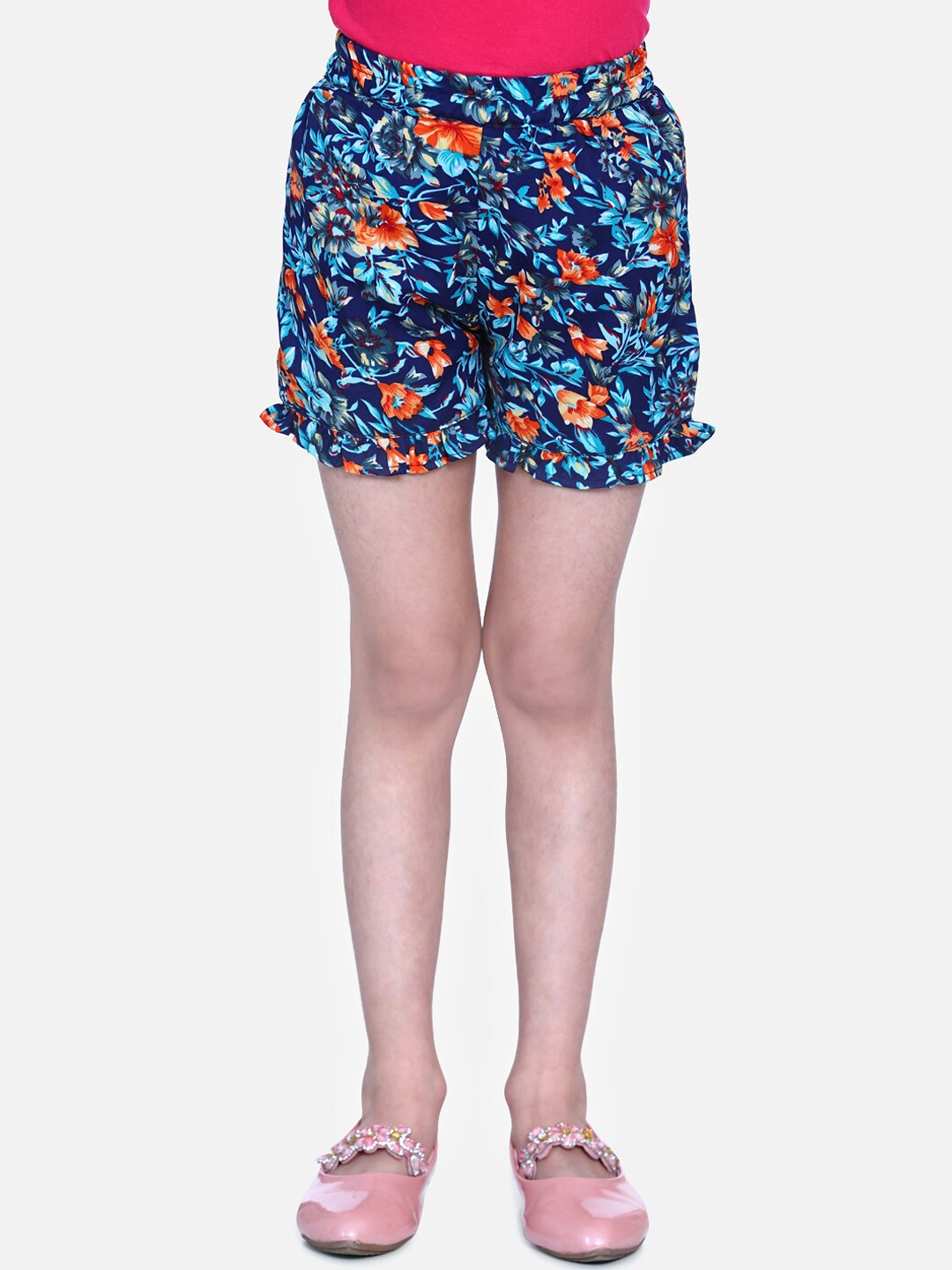

Cutiekins Girls Blue Printed Regular Fit Shorts