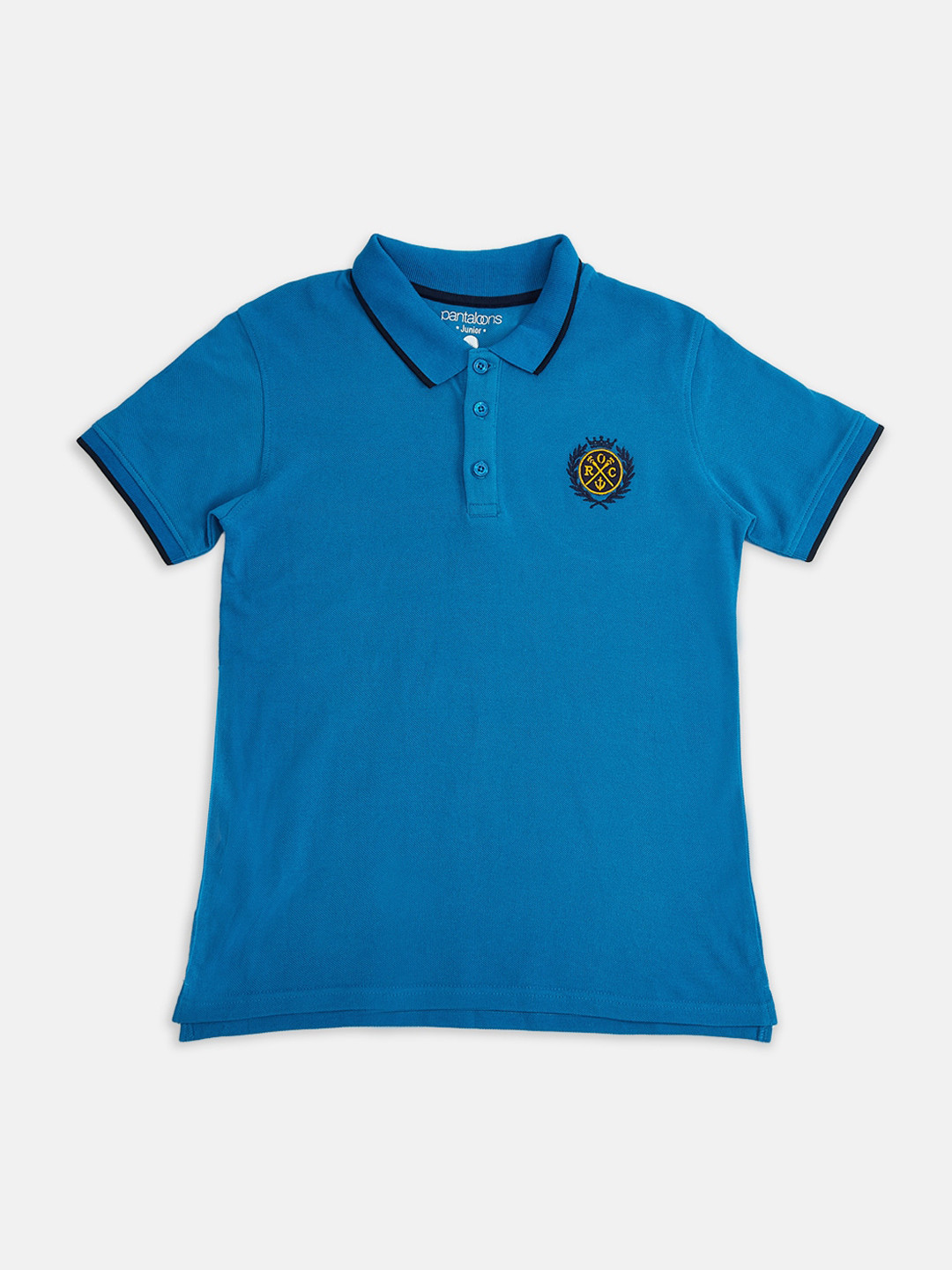 

Pantaloons Junior Boys Blue Solid Cotton Polo Collar Pure Cotton T-shirt