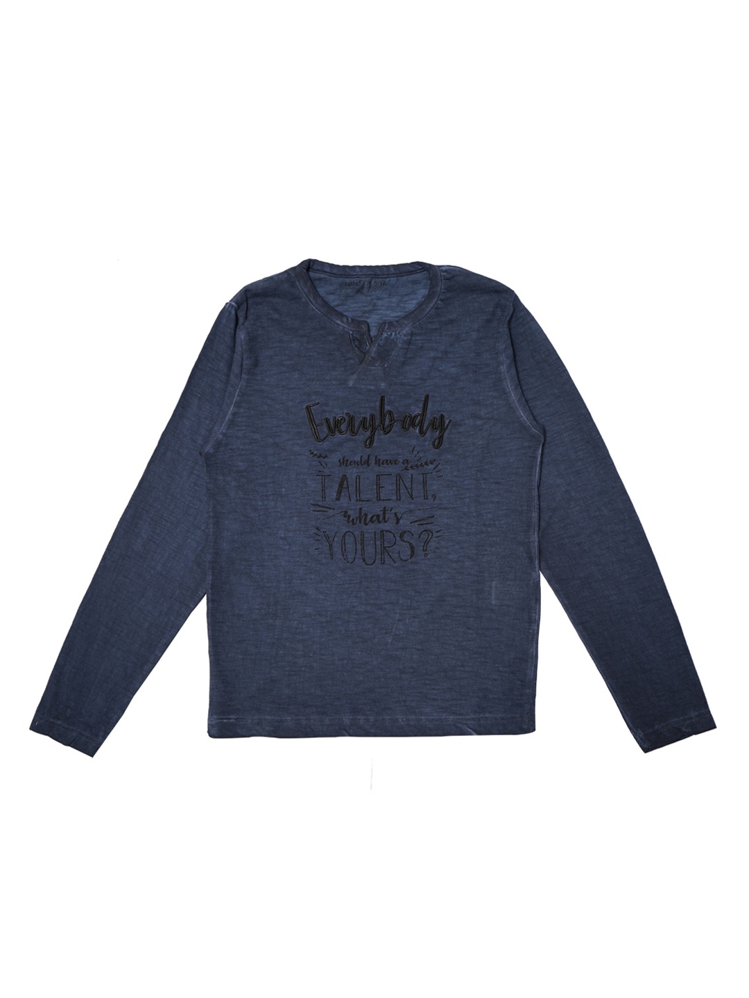 Nins Moda Boys Navy Blue Printed Round Neck T-shirt