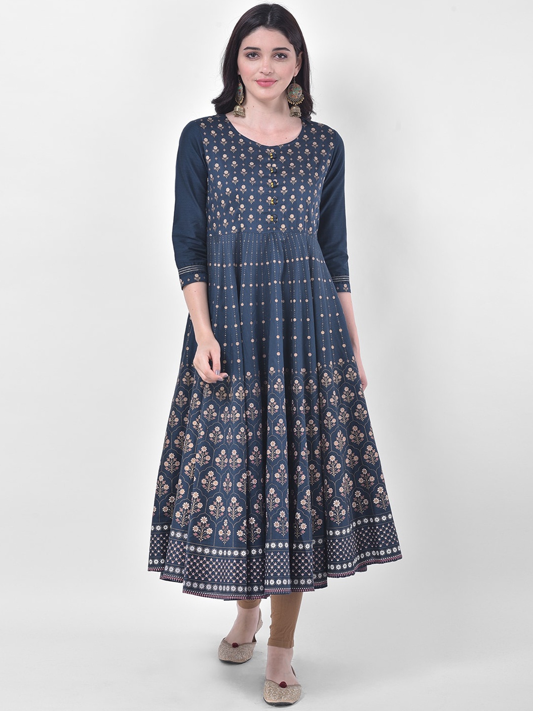 

Span Women Navy Blue Ethnic Motifs Sequins Anarkali Kurta