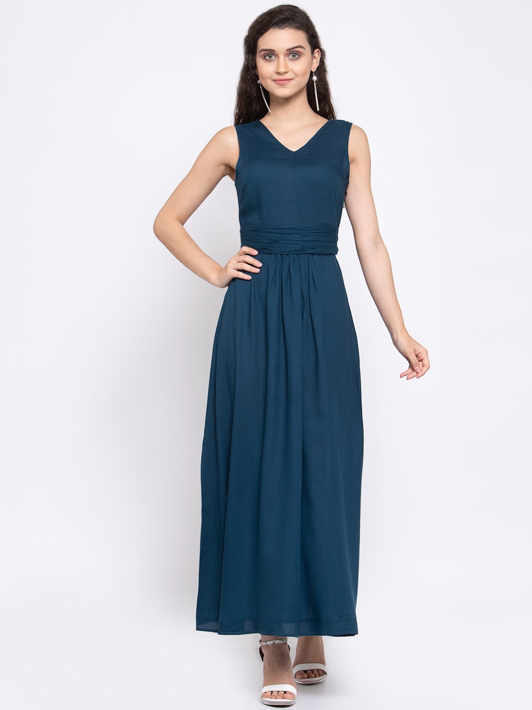 

Zastraa Women Navy Blue Solid Maxi Dress