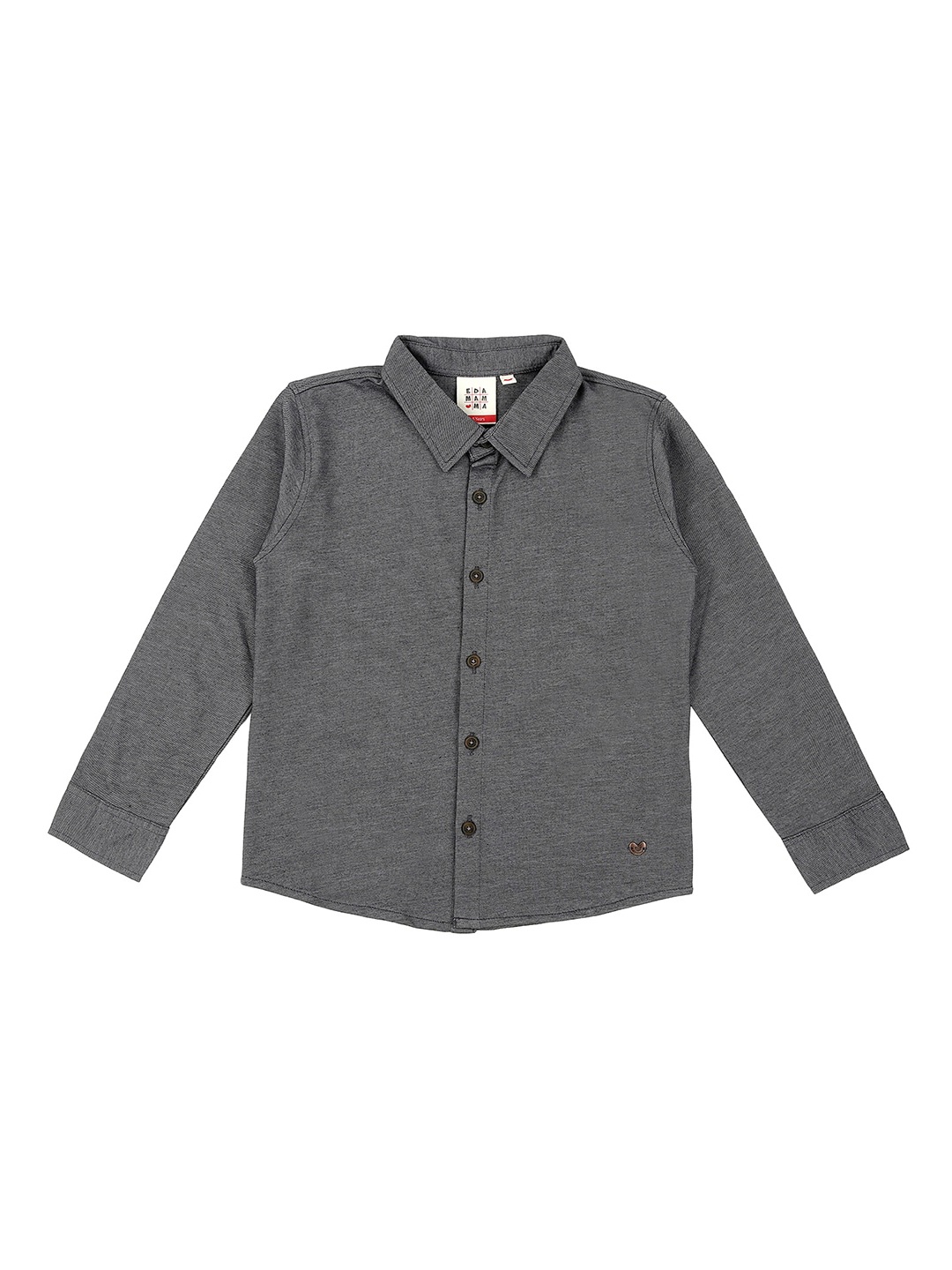 

Ed-a-Mamma Boys Grey Regular Fit Solid Cotton Casual Shirt