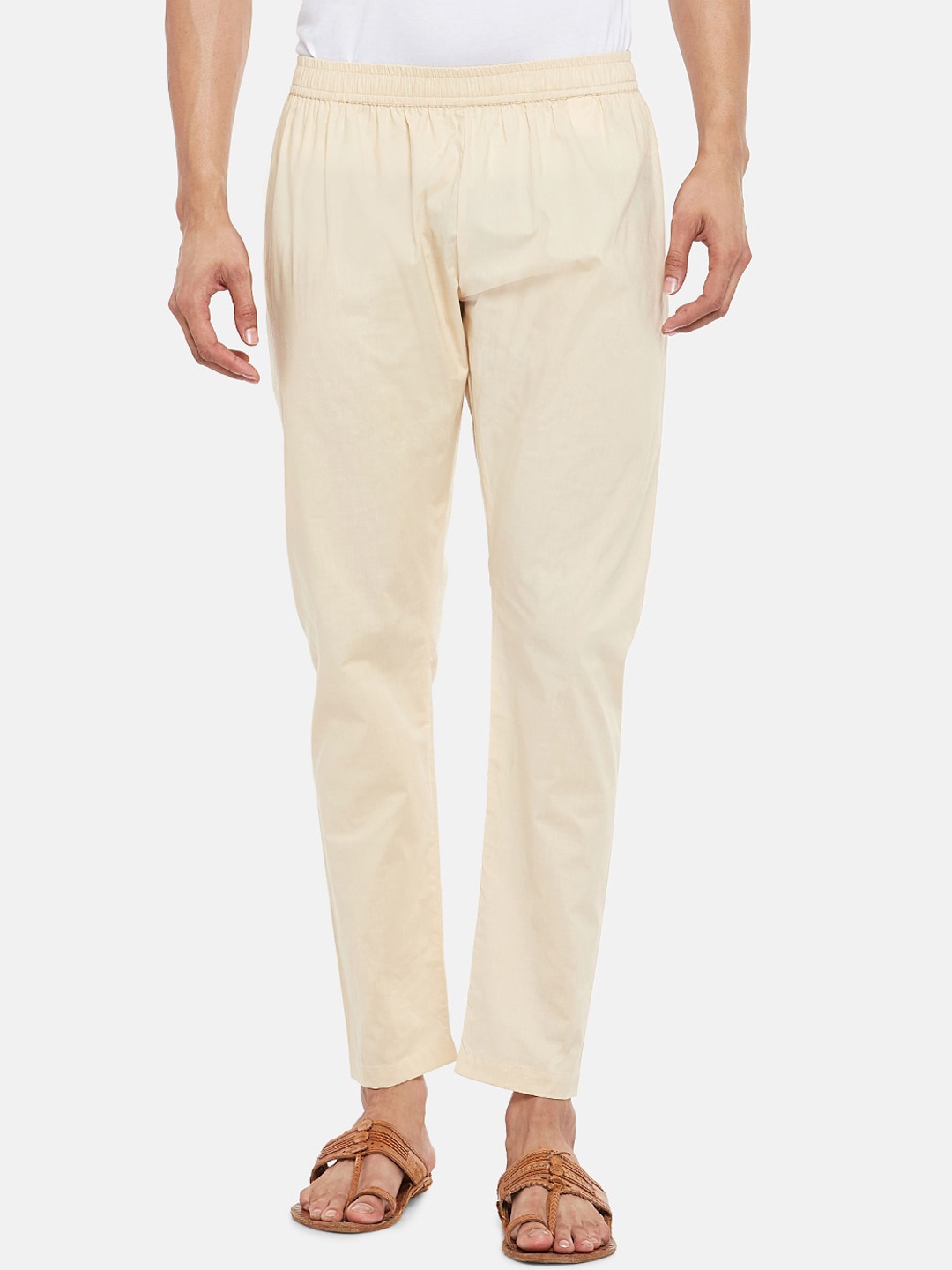 

indus route by Pantaloons Men Beige Solid Straight-Fit Churidar