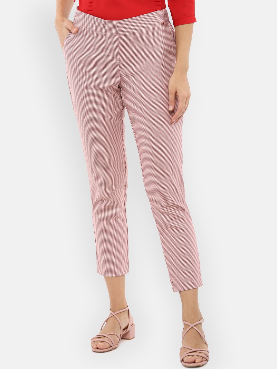 

Van Heusen Woman Women Pink Regular Fit Solid Cigarette Trousers
