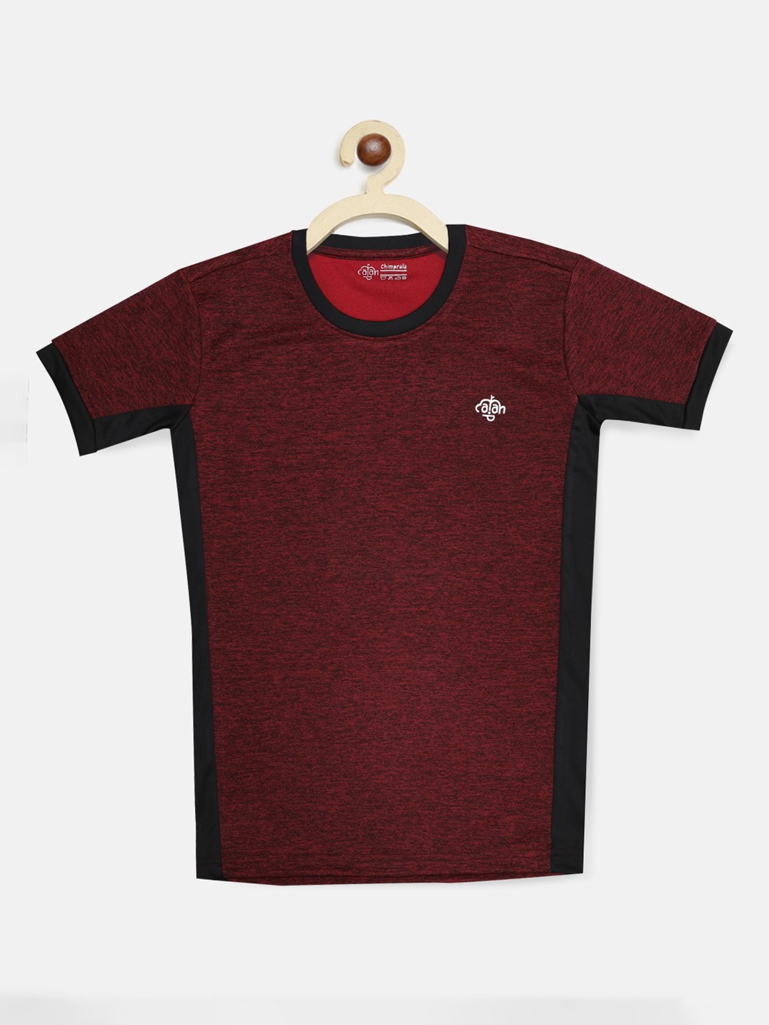 

CHIMPRALA Boys Maroon Colourblocked Round Neck T-shirt