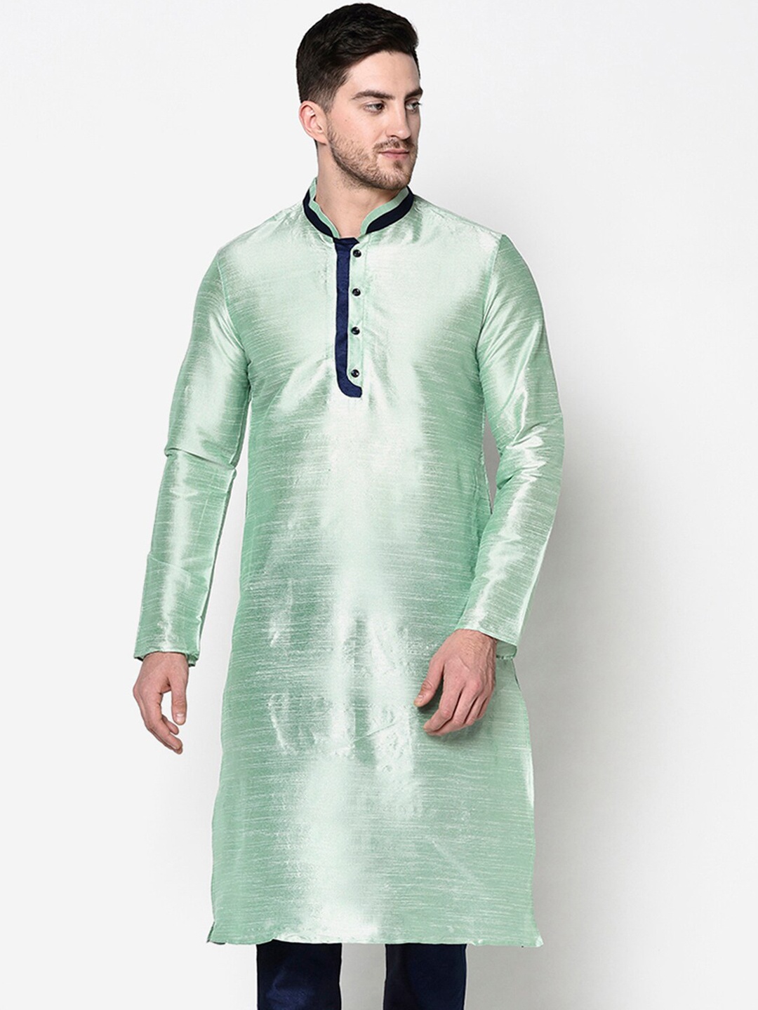 

DEYANN Men Green Solid Kurta