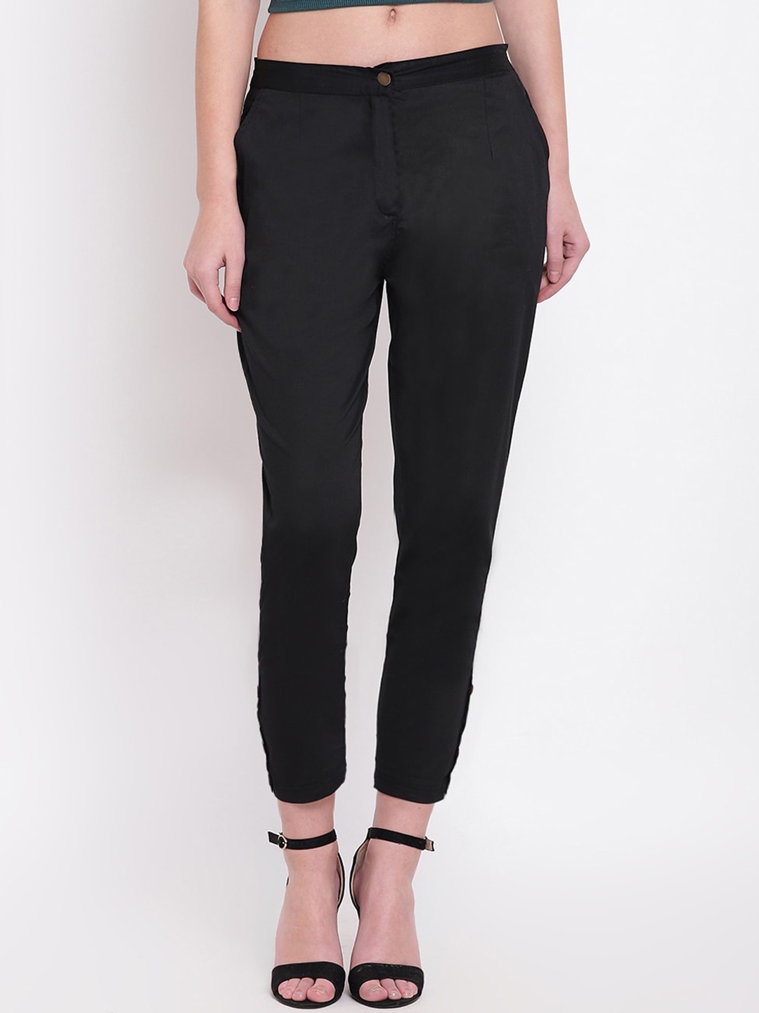

RIVI Women Black Regular Fit Solid Joggers