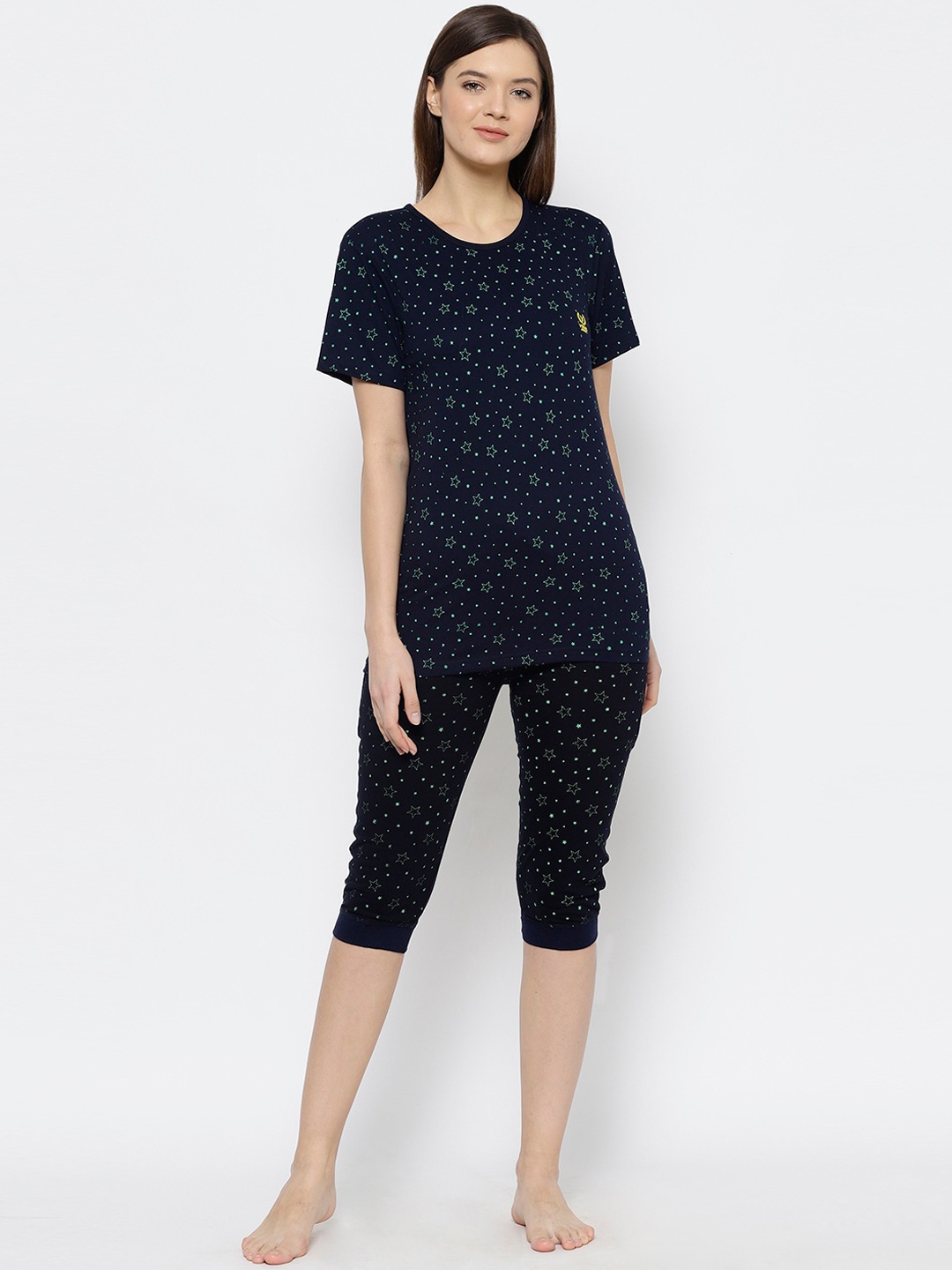 

VIMAL JONNEY Women Blue & Green Printed Night suit