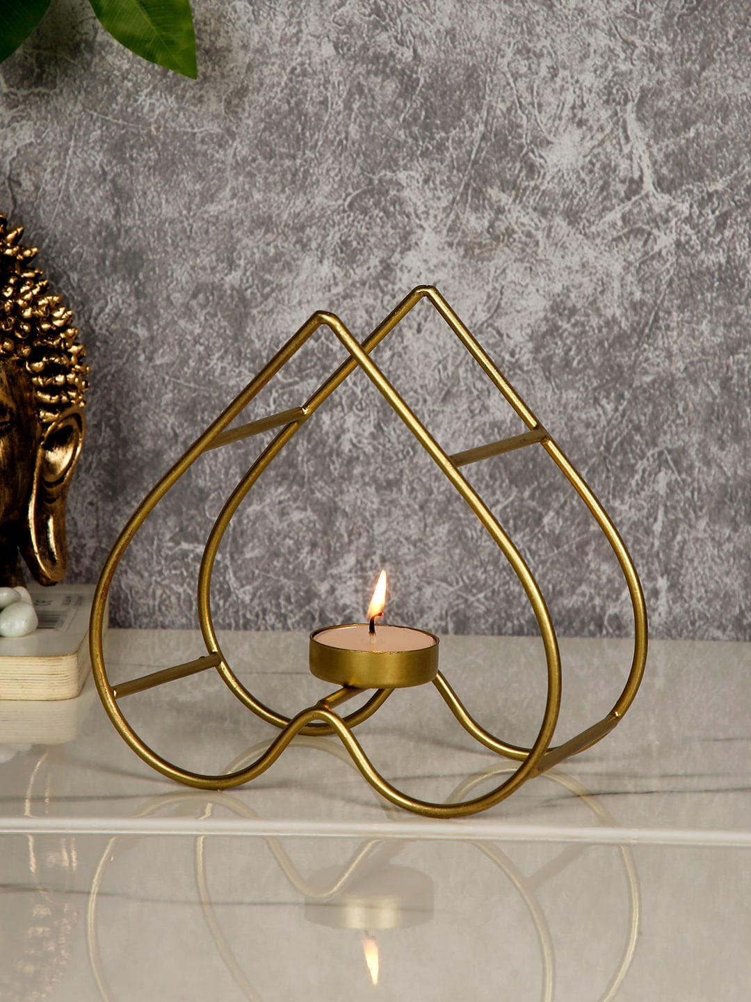 

CraftVatika Gold-Toned Heart Shape Tealight Candle Holder