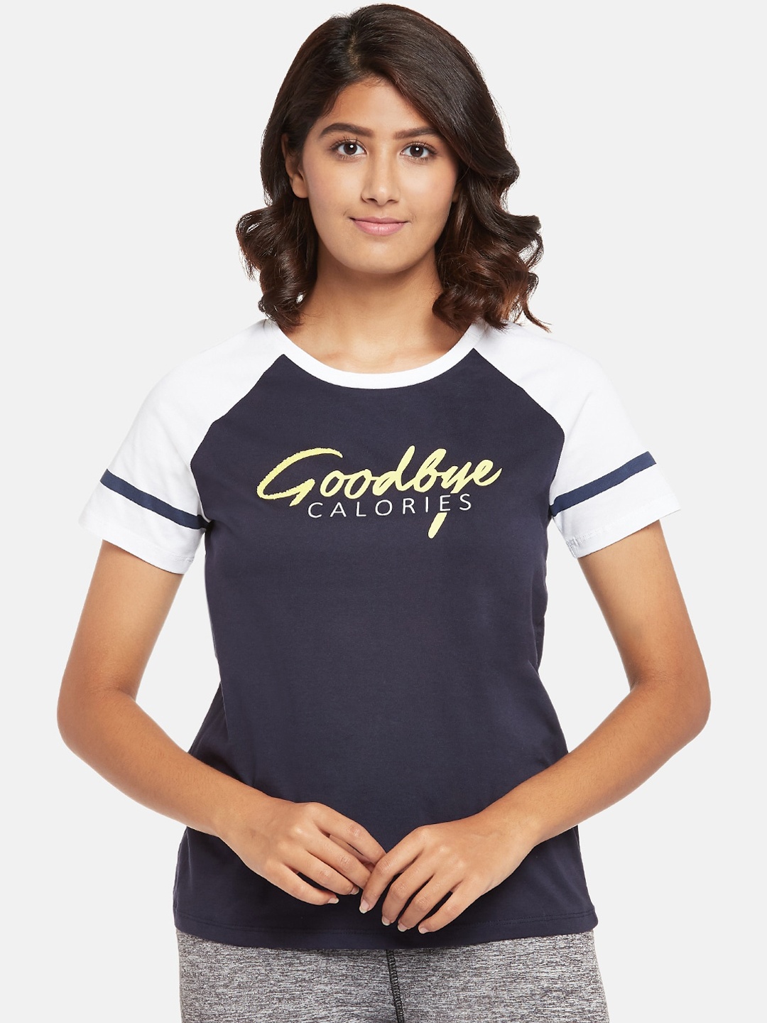 

Ajile by Pantaloons Navy Blue Printed Pure Cotton Regular Top
