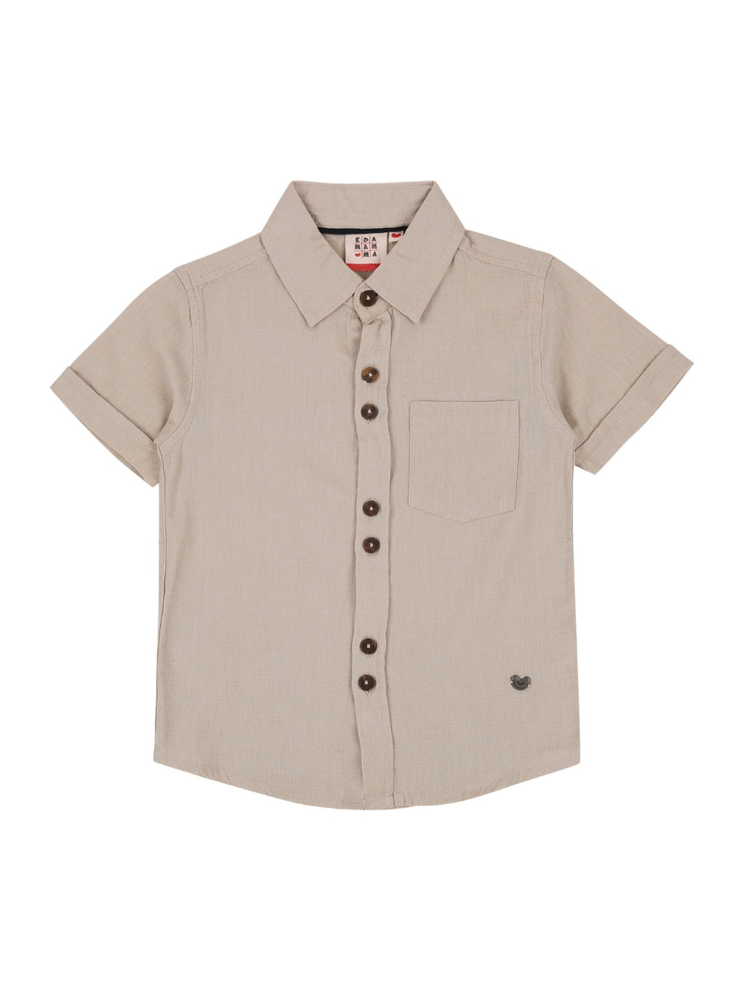 

Ed-a-Mamma Boys Khaki Regular Fit Solid Casual Shirt
