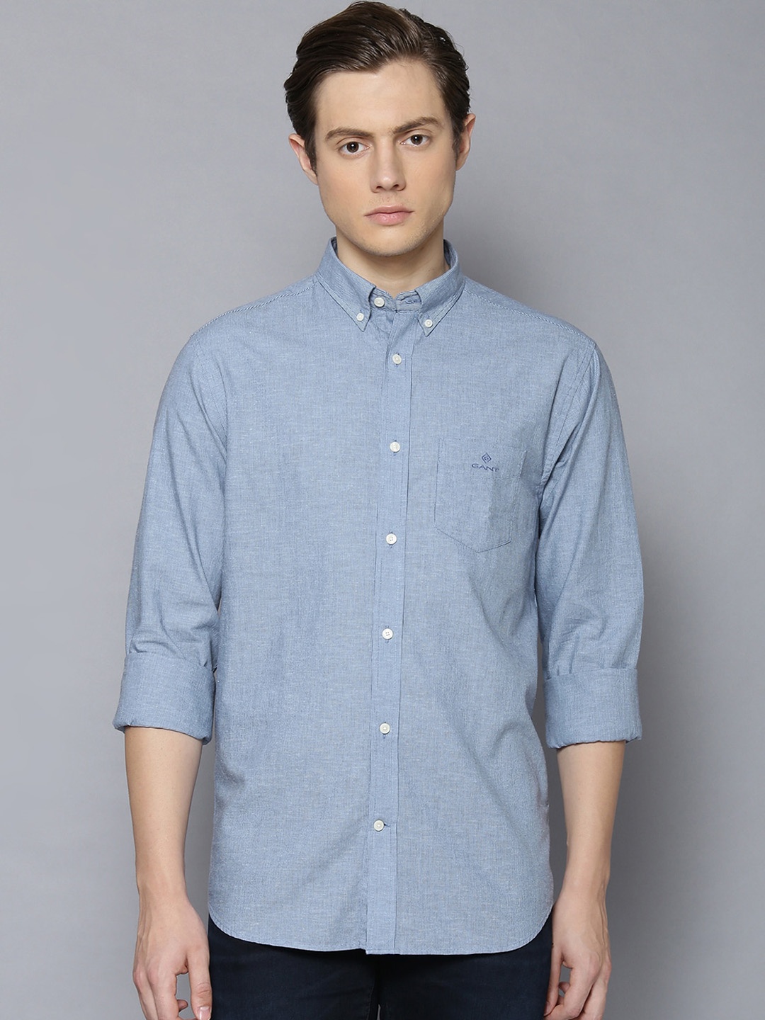

GANT Men Blue Regular Fit Pure Cotton Solid Casual Shirt