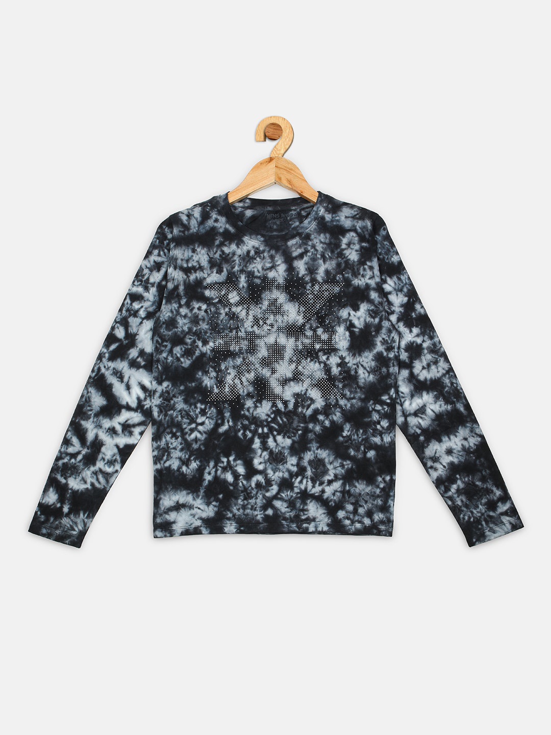 

Nins Moda Boys Black & Grey Printed Round Neck T-shirt